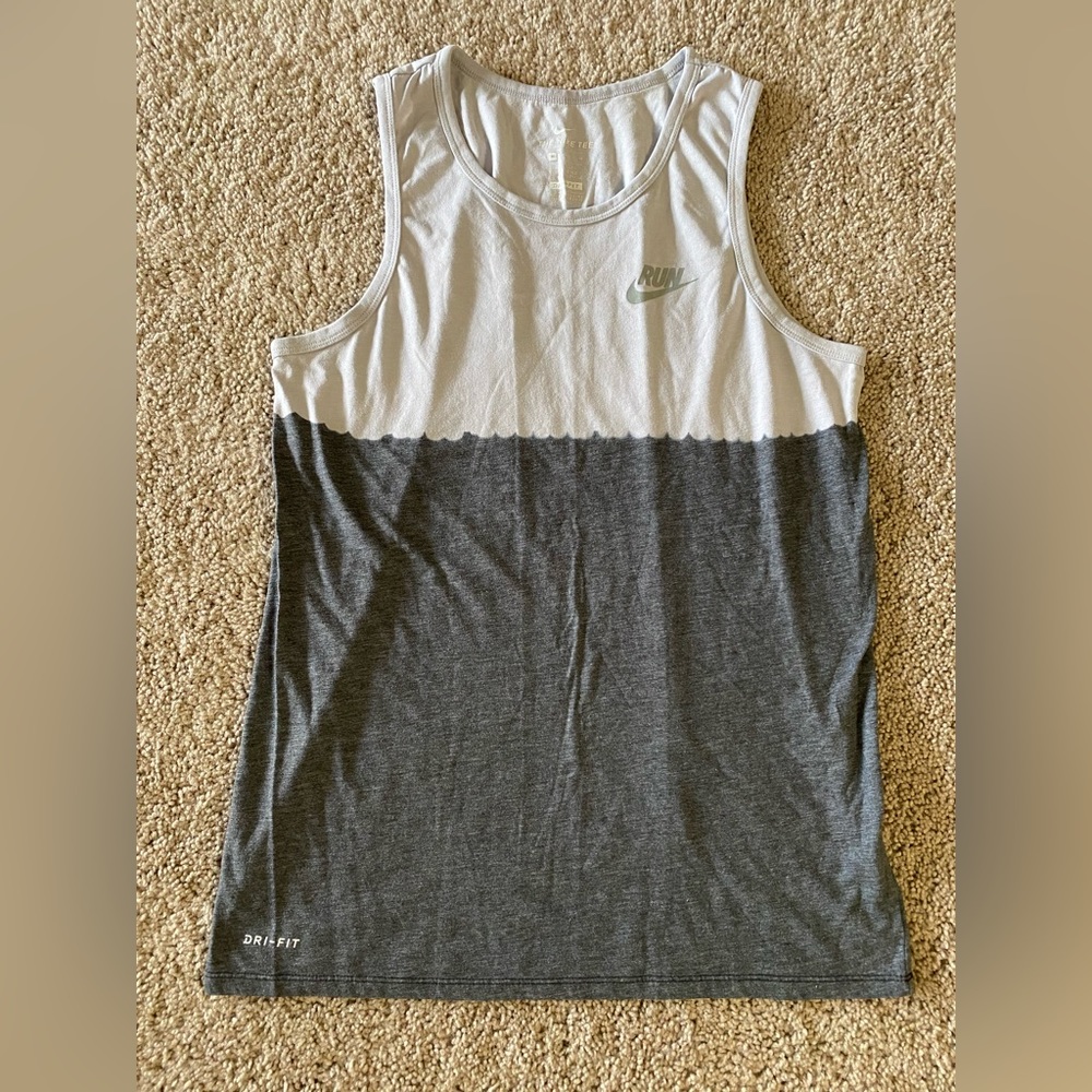 Nike Men’s Dip Dye Ombré Running Grey Dri-Fit Tank Top